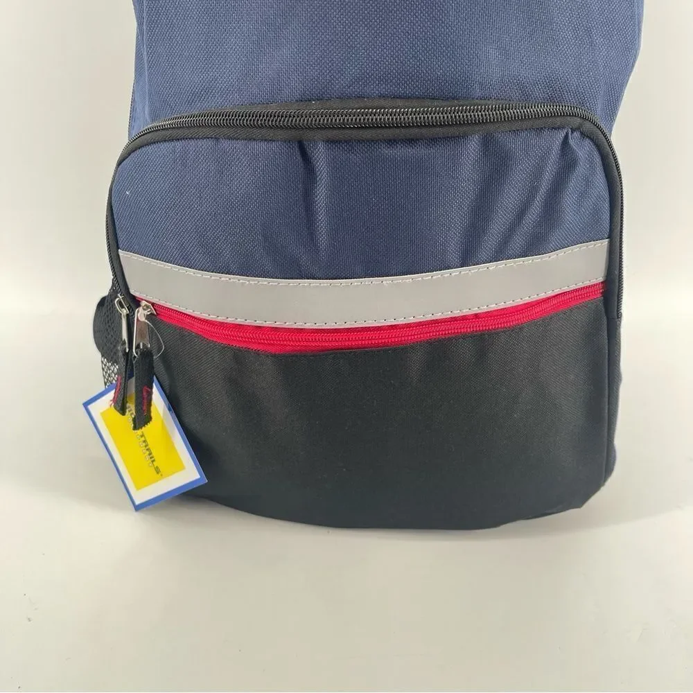 High Trails Equipment Boy’s Oxford Blue/Black/Crimson Reflective Backpack Large